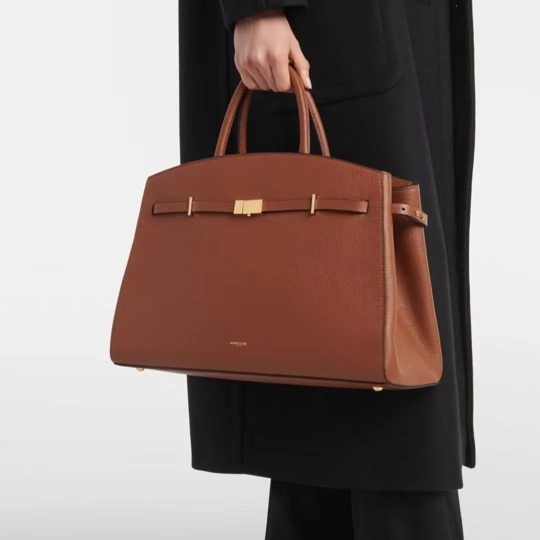 Genuine Leather & Suede Bucket Tote Bag | Convertible Crossbody Commuter Handbag
