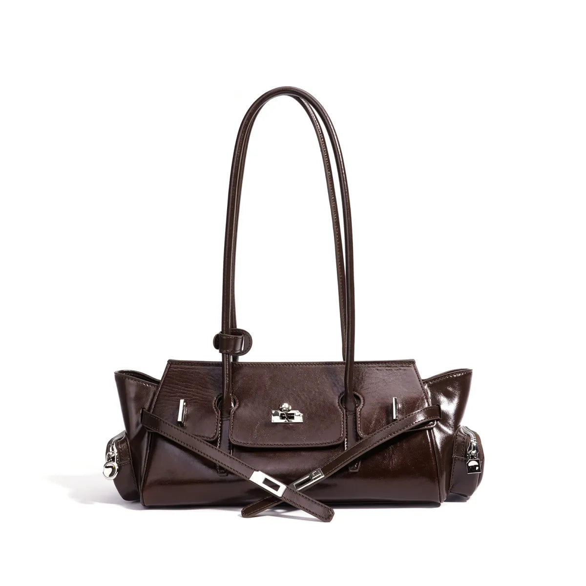 Premium First-Layer Cowhide Leather Shoulder Bag | Structured Underarm Bag & Commuter Handbag